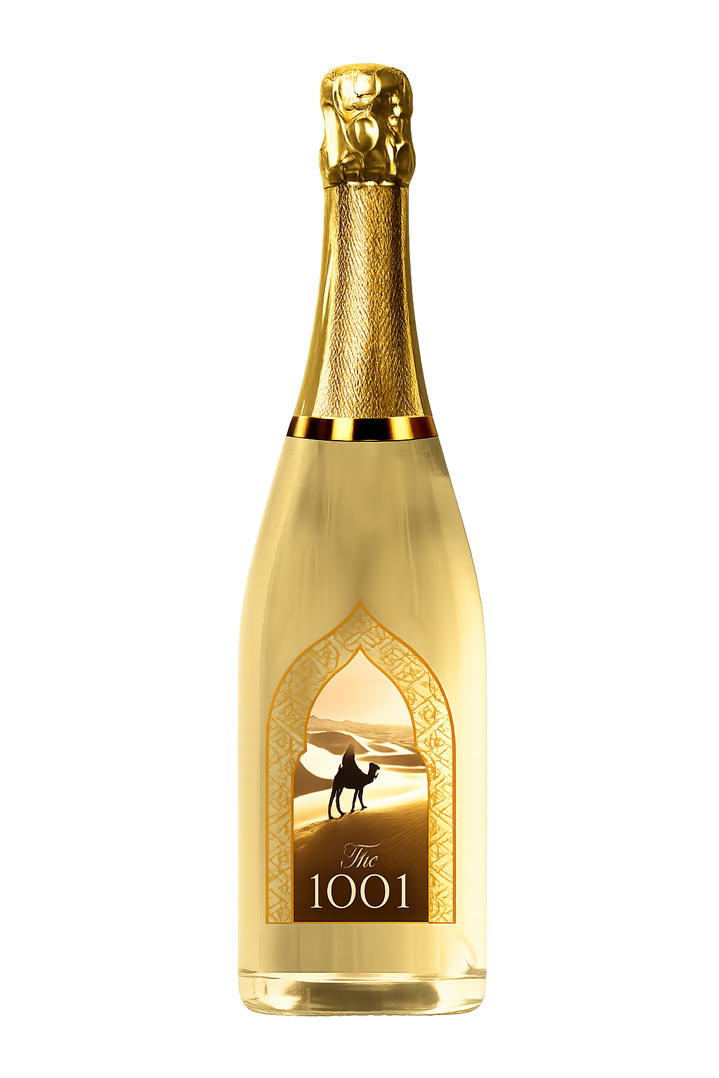 The 1001 sparkling bottle with oriental arch label